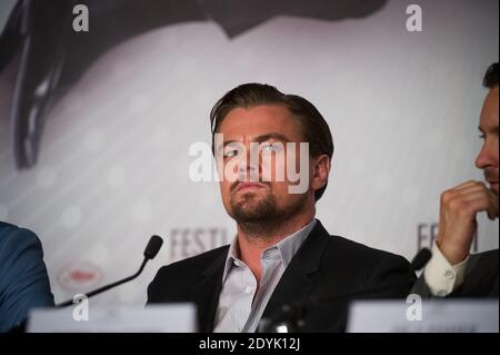 L'acteur Leonardo DiCaprio prend la parole à la conférence de presse "The Great Gatsby" lors du 66e Festival annuel du film de Cannes au Palais des Festivals. Cannes, France, le 15 mai 2013. Photo de Florent Dupuy/POOL/ABACAPRESS.COM Banque D'Images