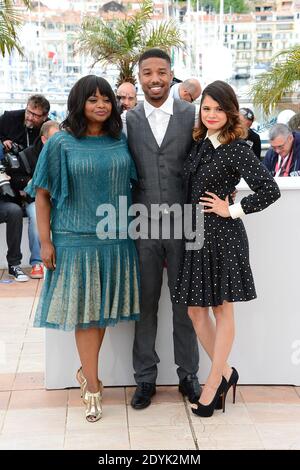 Octavia Spencer, Michael B. Jordan, Melonie Diaz posant à la station Fruitvale photocall tenu au Palais des Festivals dans le cadre du 66e festival de Cannes, le 16 mai 2013. Photo de Nicolas Briquet/ABACAPRESS.COM Banque D'Images