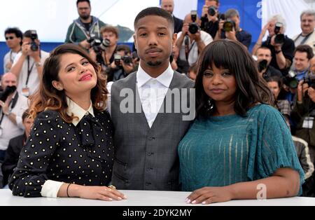 Octavia Spencer, Michael B. Jordan, Melonie Diaz posant à la station Fruitvale photocall tenu au Palais des Festivals dans le cadre du 66e festival de Cannes, le 16 mai 2013. Photo de Lionel Hahn/ABACAPRESS.COM Banque D'Images