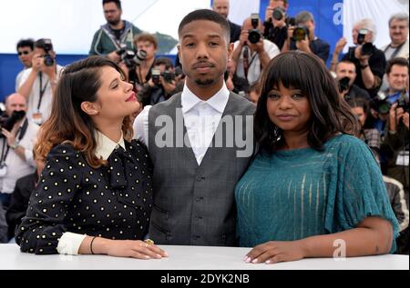 Octavia Spencer, Michael B. Jordan, Melonie Diaz posant à la station Fruitvale photocall tenu au Palais des Festivals dans le cadre du 66e festival de Cannes, le 16 mai 2013. Photo de Lionel Hahn/ABACAPRESS.COM Banque D'Images