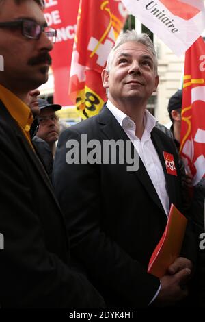 thierry Lepaon, secrétaire général syndical de la CGT, participe à une manifestation en faveur d'un projet de loi d'amnistie pour les syndicats le 16 mai 2013 à Paris. Photo de Stephane Lemouton/ABACAPRESS.COM Banque D'Images