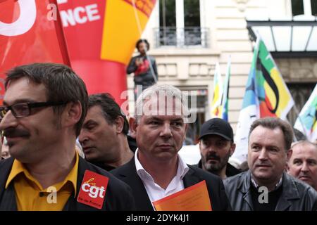 thierry Lepaon, secrétaire général syndical de la CGT, participe à une manifestation en faveur d'un projet de loi d'amnistie pour les syndicats le 16 mai 2013 à Paris. Photo de Stephane Lemouton/ABACAPRESS.COM Banque D'Images