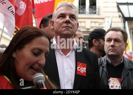 thierry Lepaon, secrétaire général syndical de la CGT, participe à une manifestation en faveur d'un projet de loi d'amnistie pour les syndicats le 16 mai 2013 à Paris. Photo de Stephane Lemouton/ABACAPRESS.COM Banque D'Images