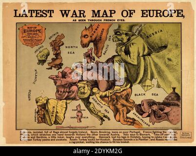 Dernière carte de guerre de l'Europe - vue à travers la France yeux Banque D'Images