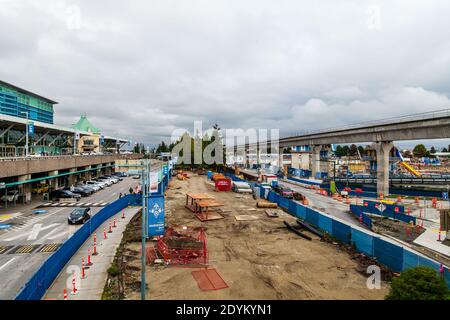 RICHMOND, CANADA - le 04 OCTOBRE 2019 : chantier de construction lourde à l'aéroport international de Vancouver (YVR) Banque D'Images