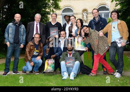 Wax Tailor, Jean-Paul Huchon, Antoine de Caunes, Mc Solaar, Mai LAN, Luc Barruet, Marco Prince, François-Xavier Demaison et Sébastien Folin assistent à une conférence de presse sur les « Solidays 2013 » à Paris, France, le 29 mai 2013. Photo de Nicolas Briquet/ABACAPRESS.COM Banque D'Images