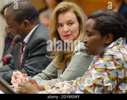 Première Dame de France Valerie Trierweiler lors du lancement d'un appel pour la fin de l'impunité en République démocratique du Congo, en marge du Conseil des droits de l'homme de l'ONU à Genève, en Suisse, le 30 mai 2013. Photo de Bertrand Gilles/ABACAPRESS.COM Banque D'Images