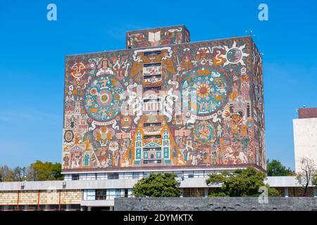 Bibliothèque centrale Biblioteca à l'Université nationale autonome du Mexique UNAM à Mexico CDMX, Mexique. Le campus de l'UNAM Ciudad Universitaria Unive Banque D'Images