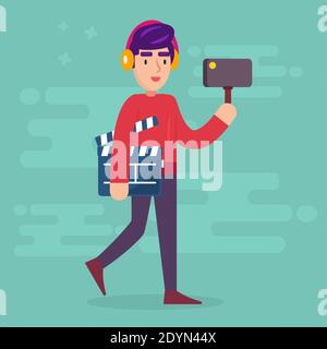 illustration du vecteur de concept vlog dans un style plat Illustration de Vecteur