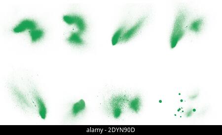 Magnifiques éclaboussures de poudre vert abstrait isolées sur fond blanc Banque D'Images