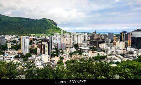 Vue sur la ville depuis la vieille ville de Port Louis, Maurice Banque D'Images