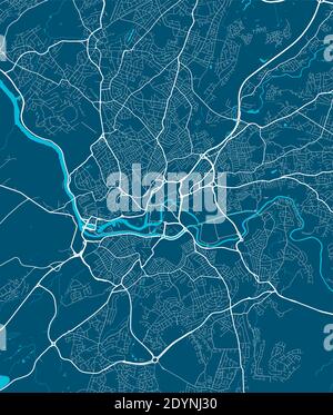 Carte détaillée du quartier administratif de Bristol. Illustration vectorielle libre de droits. Panorama urbain. Carte touristique graphique décorative de Bristol terr Illustration de Vecteur