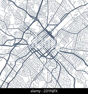 Carte détaillée du quartier administratif de Charlotte. Illustration vectorielle libre de droits. Panorama urbain. Carte touristique graphique décorative de Charlotte Illustration de Vecteur