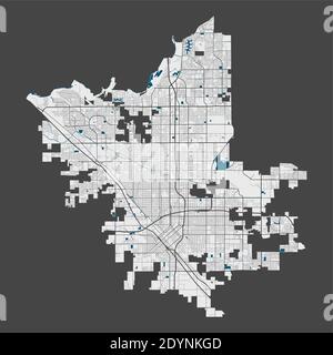 Carte Fresno. Carte détaillée de la ville de Fresno zone administrative de Californie. Panorama urbain. Illustration vectorielle libre de droits. Carte de contour avec autoroute Illustration de Vecteur