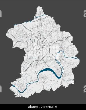 Carte Essen. Carte détaillée du quartier administratif de Essen. Panorama urbain. Illustration vectorielle libre de droits. Carte linéaire avec autoroutes, str Illustration de Vecteur