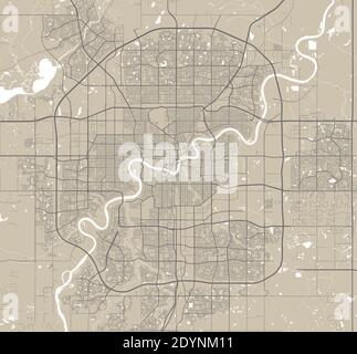 Carte détaillée de la zone administrative d'Edmonton. Illustration vectorielle libre de droits. Panorama urbain. Illustration de Vecteur