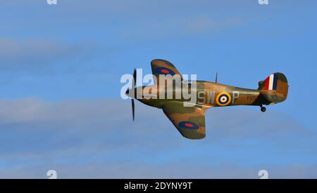 Hawker Hurricane Mark 1 (série P3717) Avion de la Seconde Guerre mondiale en vol Banque D'Images