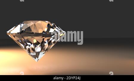 Diamant isolé sur fond sombre. illustration de rendu 3d en résolution 8k. Banque D'Images