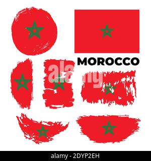 Drapeau du Maroc. Peint à la main avec un pinceau. Illustration vectorielle. Illustration de Vecteur