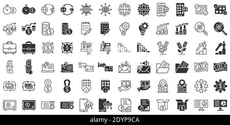 Ensemble d'icônes professionnelles à plat. Illustration vectorielle argent sur fond blanc isolé. Concept d'entreprise Media Internet. Illustration de Vecteur