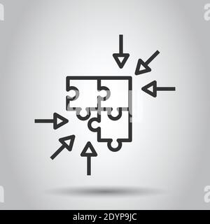 Icône puzzle à plat. Illustration vectorielle compatible avec la solution sur fond blanc isolé. Concept commercial combiné. Illustration de Vecteur