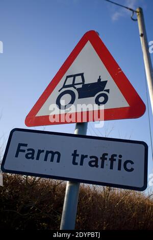 Panneau de signalisation agricole, Angleterre Banque D'Images