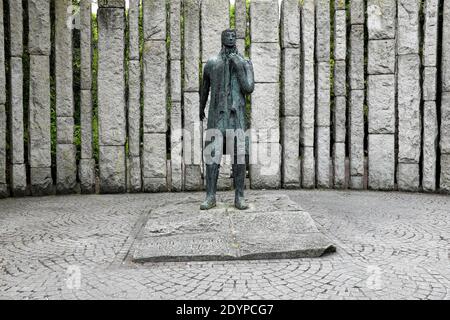 La statue de Theobald Wolfe Tone gardait une entrée à St Stephen's Vert dans le centre-ville de Dublin en Irlande Banque D'Images