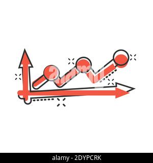 Icône de tendance du marché dans le style comique. Illustration vectorielle de croissance financière sur fond blanc isolé. Augmentez le concept commercial d'effet de destruction. Illustration de Vecteur