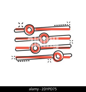 Icône de contrôle du volume en style comique. Illustration vectorielle du panneau de réglage audio sur fond blanc isolé. Filtrer les effets de destruction de la concurrence professionnelle Illustration de Vecteur