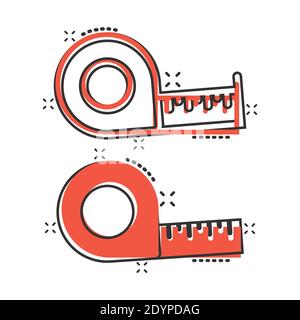 Mesurez l'icône de bande dans le style de bande dessinée. Illustration vectorielle du symbole de dessin animé de la règle sur fond blanc isolé. Concept commercial effet destruction compteur. Illustration de Vecteur