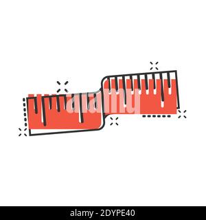 Mesurez l'icône de bande dans le style de bande dessinée. Illustration vectorielle du symbole de dessin animé de la règle sur fond blanc isolé. Concept commercial effet destruction compteur. Illustration de Vecteur