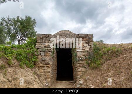 Tombe voûtée sur le site archéologique du Palais du roi Nestor, dans la région de Messinia, Péloponnèse, Grèce, Europe Banque D'Images