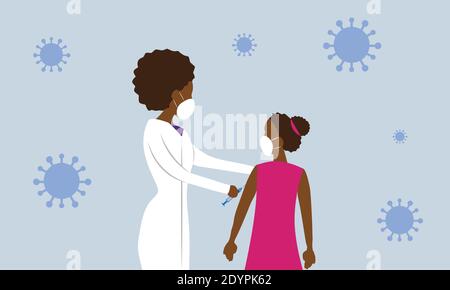 Jeune fille qui reçoit le vaccin Covid-19 Illustration de Vecteur