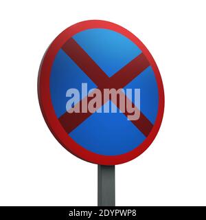 Rendu 3D du signal de trafic sans arrêt sur un Arrière-plan blanc Banque D'Images
