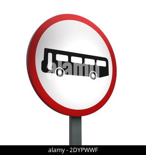 Chemin de rendu 3D signe d'aucun bus isolé sur un Arrière-plan blanc Banque D'Images