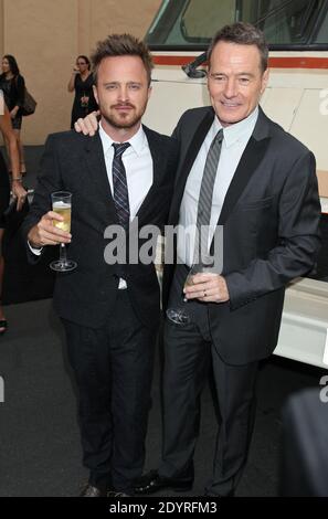 Aaron Paul, Bryan Cranston, création d'AMC pour la dernière saison de Breaking Bad aux studios Sony de Culver City, Los Angeles, CA, USA, 24 juillet 2013 (photo : Aaron Paul, Bryan Cranston) photo de Baxter/ABACAPRESS.COM Banque D'Images