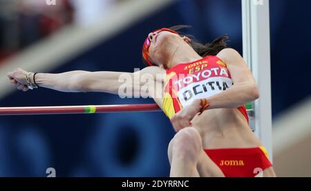 Ruth Beitia, d'Espagne, participe à la finale du saut-de-haute des femmes au cours du huitième jour des 14e championnats mondiaux d'athlétisme de l'IAAF Moscou 2013 au stade Luzhniki le 17 août 2013 à Moscou, en Russie. Photo de Giuliano Bevilacqua/ABACAPRESS.COM Banque D'Images