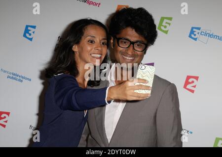 Sophia Aram et Sébastien Folin assistent à la conférence de presse annuelle des télévisions de France qui s'est tenue au Palais de Tokyo, à Paris, en France, le 28 août 2013. Photo de Jerome Domine/ABACAPRESS.COM Banque D'Images