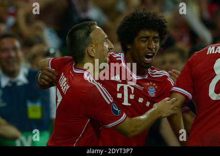 Le Bayern de Munich, Franck Ribery célèbre après le but 2-2 du match de finale de la Super Cup de l'UEFA, Bayern Munich vs Chelsea à Eden Stadium, Prague, République Tchèque, le 30 août 2013. Le Bayern a gagné 2-2 (5 peines à 4). Photo de Henri Szwarc/ABACAPRESS.COM Banque D'Images