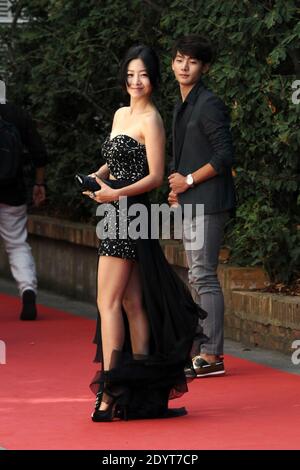 L'actrice Lee Eun-Woo et l'acteur Seo Young-ju arrivent au Casino pour la conférence de presse et de photocall 'Moebius' lors du 70e Festival International du film de Venise (Mostra), sur l'île du Lido à Venise, en Italie, le 03 septembre 2013. Photo d'Aurore Marechal/ABACAPRESS.COM Banque D'Images