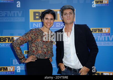 Apolline de Malherbe, Jean-Baptiste Boursier participant à la conférence de presse du CMR BFMTV à Paris, France, le 04 septembre 2013. Photo d'Alban Wyters/ABACAPRESS.COM Banque D'Images