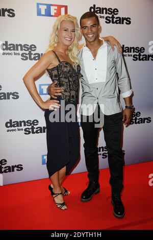 Katrina Patchett et Brahim Zaibat participant à la photocall de la saison 4 de 'anse avec les Starss' au siège de TF1 à Paris, en France, le 10 septembre 2013. Photo de Jerome Domine/ABACAPRESS.COM Banque D'Images