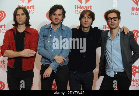 Christian Mazzalai, Laurent Brancowitz, Thomas Mars et Deck d'Arcy de Phoenix posent dans la salle de presse du festival de musique iHeartRadio 2013 au MGM Grand Arena de Las Vegas, NV, Etats-Unis, le 21 septembre 2013. Photo de Lionel Hahn/ABACAPRESS.COM Banque D'Images