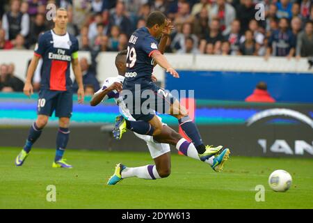 Lucas Moura du PSG lors du match de football de la première Ligue française, PSG vs Toulouse à Paris, France, le 28 septembre 2013. PSG a gagné 2-0. Photo de Henri Szwarc/ABACAPRESS.COM Banque D'Images