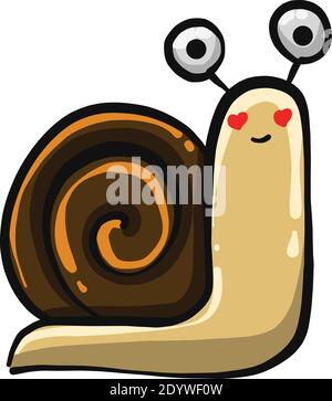 Mignon escargot dans l'amour, illustration, vecteur sur un fond blanc. Illustration de Vecteur