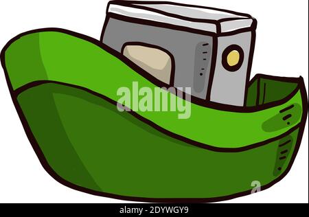 Grand navire vert, illustration, vecteur sur fond blanc. Illustration de Vecteur