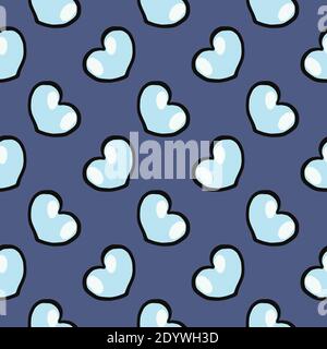 Coeurs bleus, motif sans couture sur fond bleu. Illustration de Vecteur