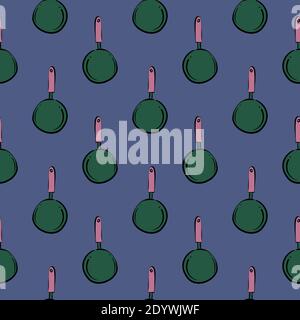 Brazier plat, motif sans couture sur fond violet foncé. Illustration de Vecteur