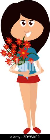 Bouquet rouge, illustration, vecteur sur fond blanc. Illustration de Vecteur