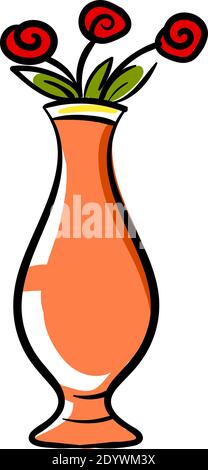 Roses rouges dans un vase, illustration, vecteur sur fond blanc. Illustration de Vecteur